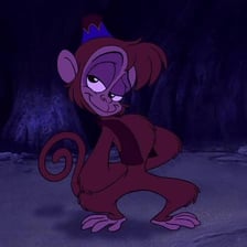 Abu, the monkey character from Disney’s Aladdin.