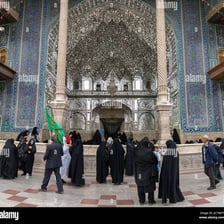 Worshippers gather for prayer inside a mosque in Iran.