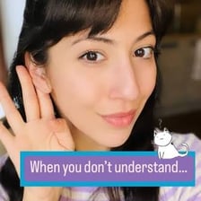 A person expressing disapproval with a head shake.