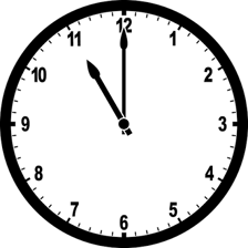 An analog clock showing eleven o'clock
