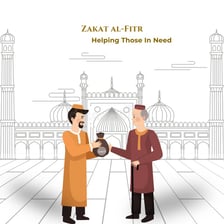 An educational illustration representing Islamic pilgrimage and charitable giving.