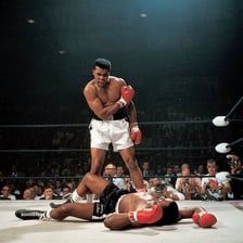 A portrait of boxer Muhammad Ali.