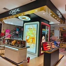 A display of L’Oréal cosmetics and beauty products