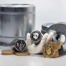 A minting press producing coins