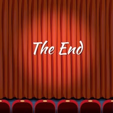 A theater curtain closing at the end of a performance.