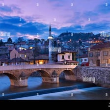 Historic Sarajevo cityscape with surrounding hills