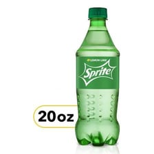 A bottle of Sprite, a lemon-lime soft drink.