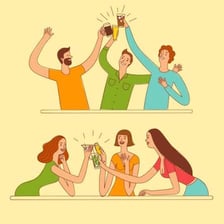 An illustration of a person who appears mildly intoxicated.