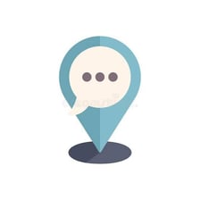 Three dots marking locations on a simple map.