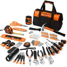 An open tool case containing pliers and other hand tools