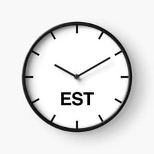 A clock or time-zone display labeled Eastern Standard Time.
