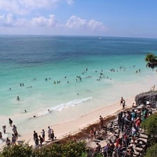 A beach scene in Playa del Carmen, Mexico.
