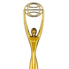 A Clio Awards trophy presented for advertising excellence