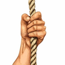An illustration of a hand catching onto a rope.