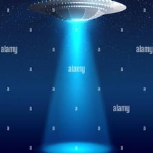 A small unidentified flying object depicted against a starry night sky.