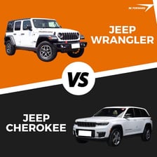 A Jeep Cherokee and a Jeep Wrangler shown side by side.