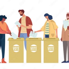 A voter marking and submitting a ballot.