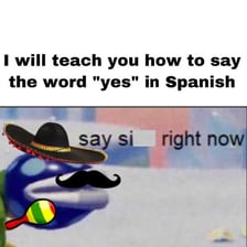 A simple illustration representing the Spanish phrase “sí, sí.”