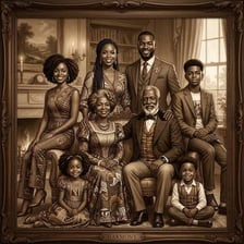 A family posing together for a portrait