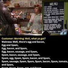 A scene from Monty Python’s “Spam” sketch