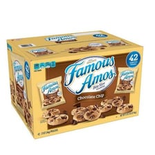 A package of Famous Amos chocolate chip cookies.