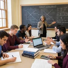 A university economics lecture in progress
