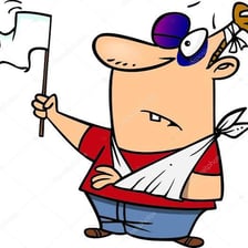 A person waving a white flag to signal surrender