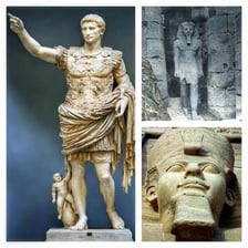 Statues representing deities in an ancient pantheon