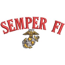 A U.S. Marine Corps emblem displaying the phrase “Semper Fidelis.”
