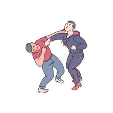 A cartoon character reacting to a hit