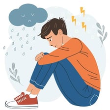 An illustration of a person expressing sadness or emotional distress.