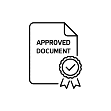 A document marked with a check mark to indicate approval.