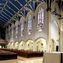 The central interior space of a church nave.
