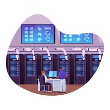 A server room representing delayed data transfer