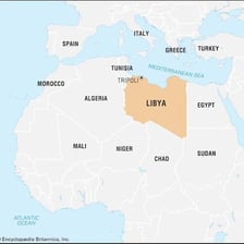 A map showing Libya in North Africa