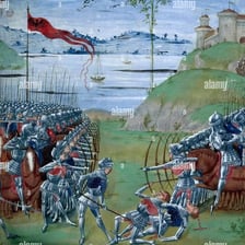 Crowd of combatants engaged in a chaotic melee