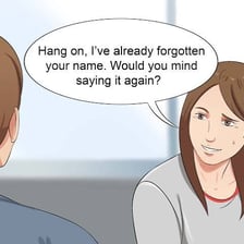 One person introducing another by saying their name.