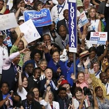 Delegates gathered at a political nominating convention