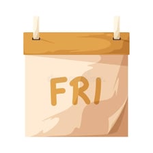 A weekly calendar with Friday highlighted