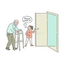 A child making a polite request.