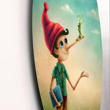 An illustration of Pinocchio with his famously lengthened nose