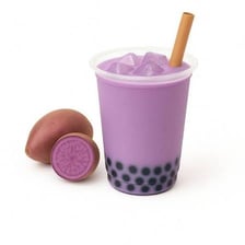A purple ube-flavored boba tea.