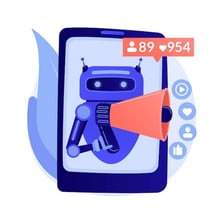 An illustration of an automated account posting on social media.