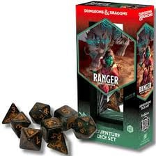 A tabletop “Dungeons & Dragons” game setup with polyhedral dice.