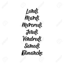 A French calendar showing the word mardi for Tuesday.