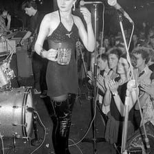 Siouxsie and the Banshees performing in concert.