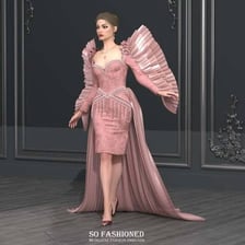 A fashion model wearing a striking, eye-catching outfit