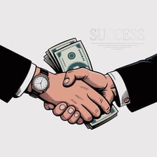 Money being discreetly handed from one person to another