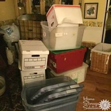 Boxes being placed into storage.