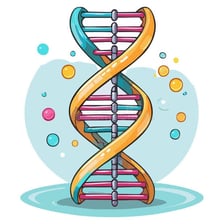 A scientific illustration of a DNA double helix.